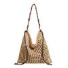 Women's Bag 2025 New Summer Beaded Woven Beach Tote Bag Large Capacity Hollow Straw Shoulder Bag Wholesale