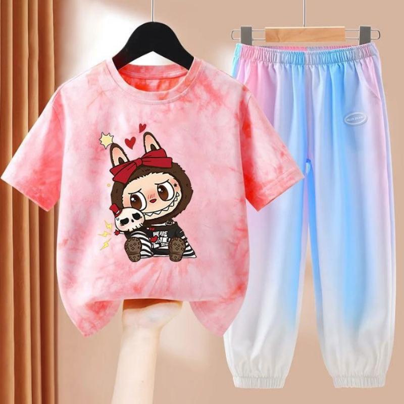 LBB Girls' Quick-drying Sports Set Summer Children's Fashionable Breathable Short-sleeved Ice Silk Set