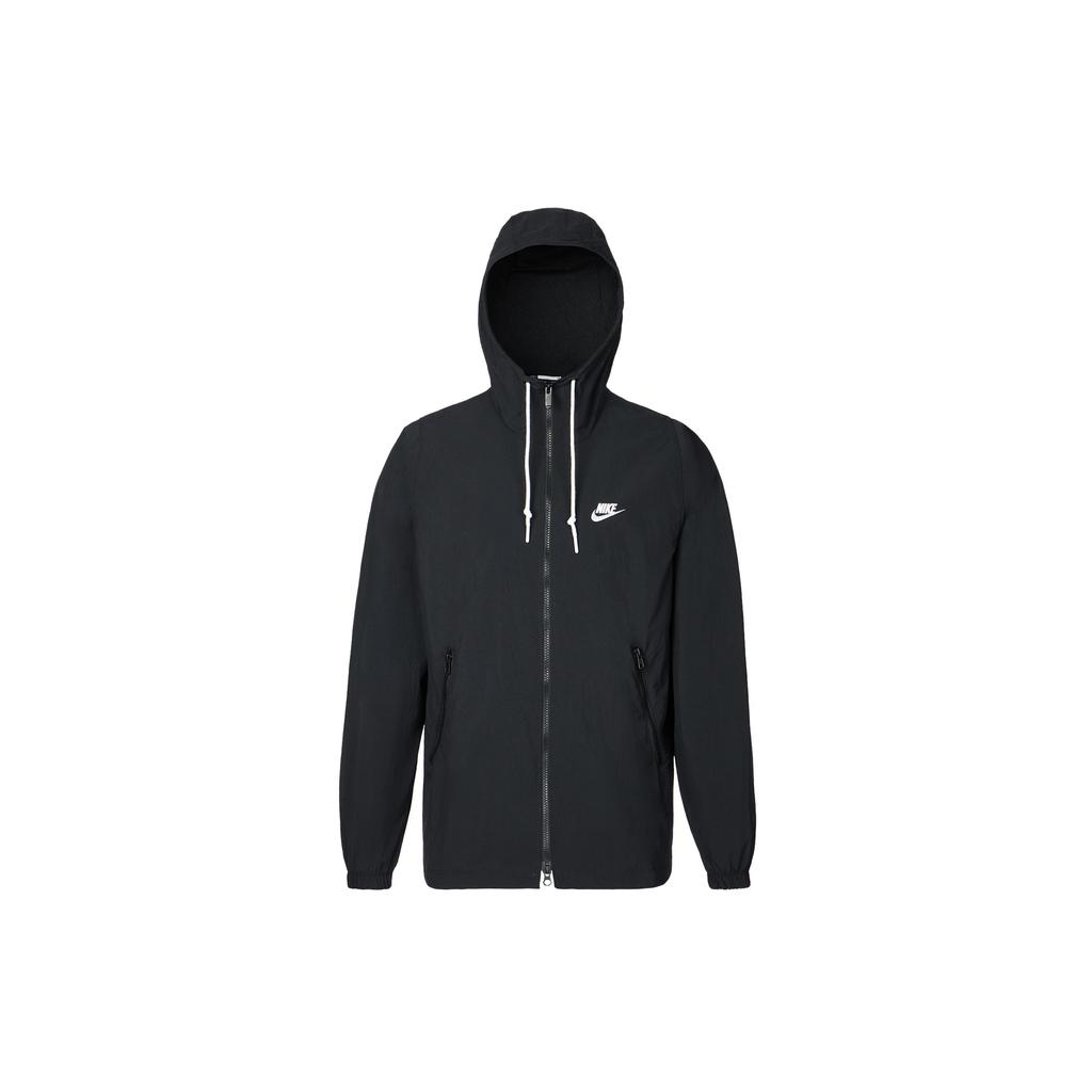 Nike Club Woven Zip Comfort Breathable Jacket Men Jackets Black White FB7398-010