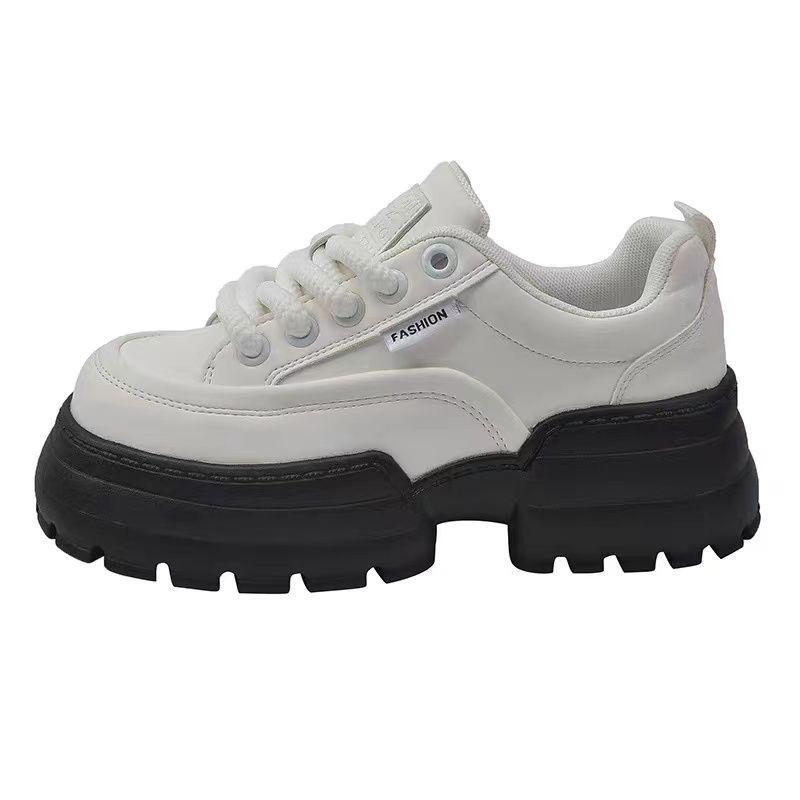 

Popular 2025 spring and autumn new super fire muffin casual sports shoes platform white shoes women s height-increasing versatile board shoes 35