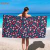 1pcs Vibrant Navy Ditsy Flower Print Beach Towel, Soft Quick Dry Oversized Bath Towel, Boho Aesthetic Summer Accessory