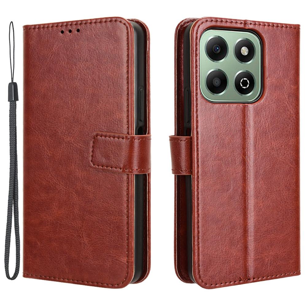 For Honor X6b 4G Phone Stand Case Crazy Horse Texture PU Leather Cover Wallet