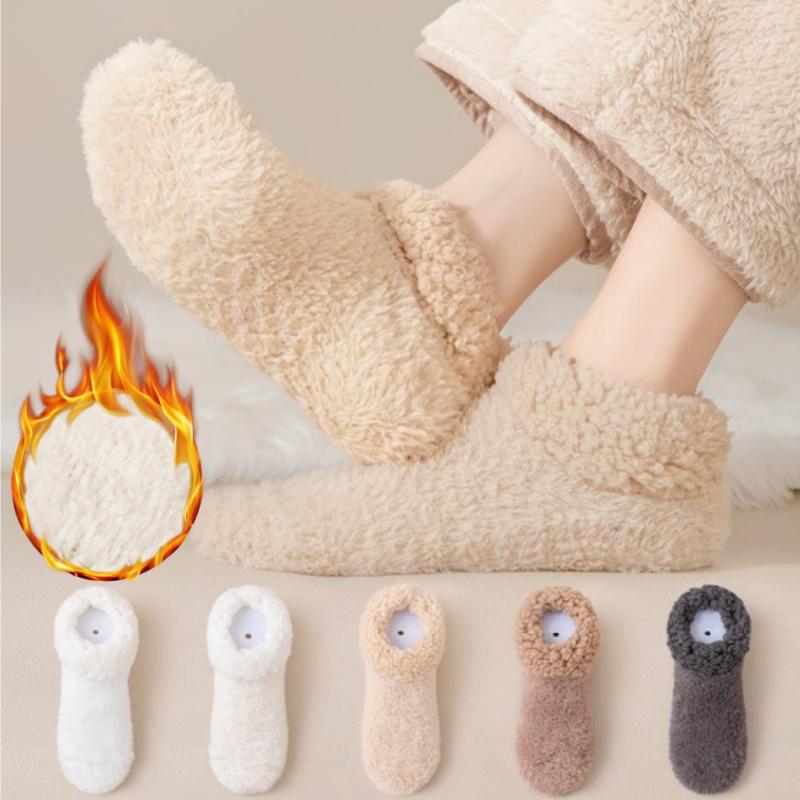 Womens Winter Slipper Socks Non Slip Grip Thermal Fuzzy Floor Socks Cozy Indoor Sleep Socks Thick Plush Fleece Lined Ankle Socks