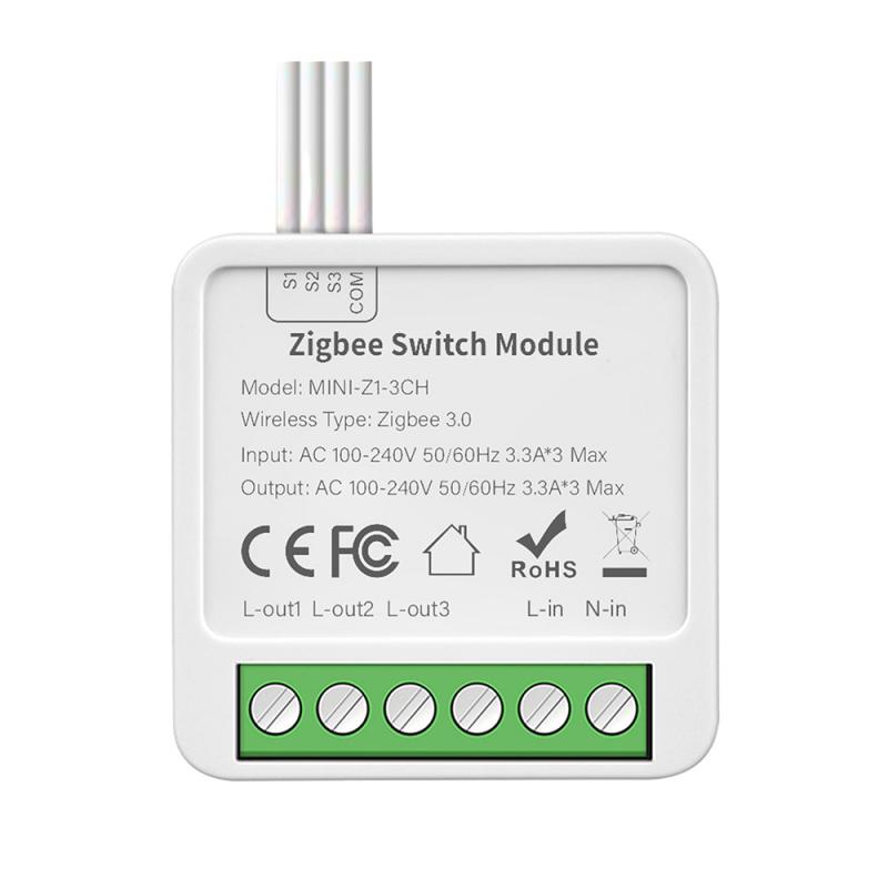 Tuya Zigbee Mini Smart Switch Module 10A 2/3/4 Gang 2-way Control Timing DIY Automation Breaker Smart Home For Alexa Google Home