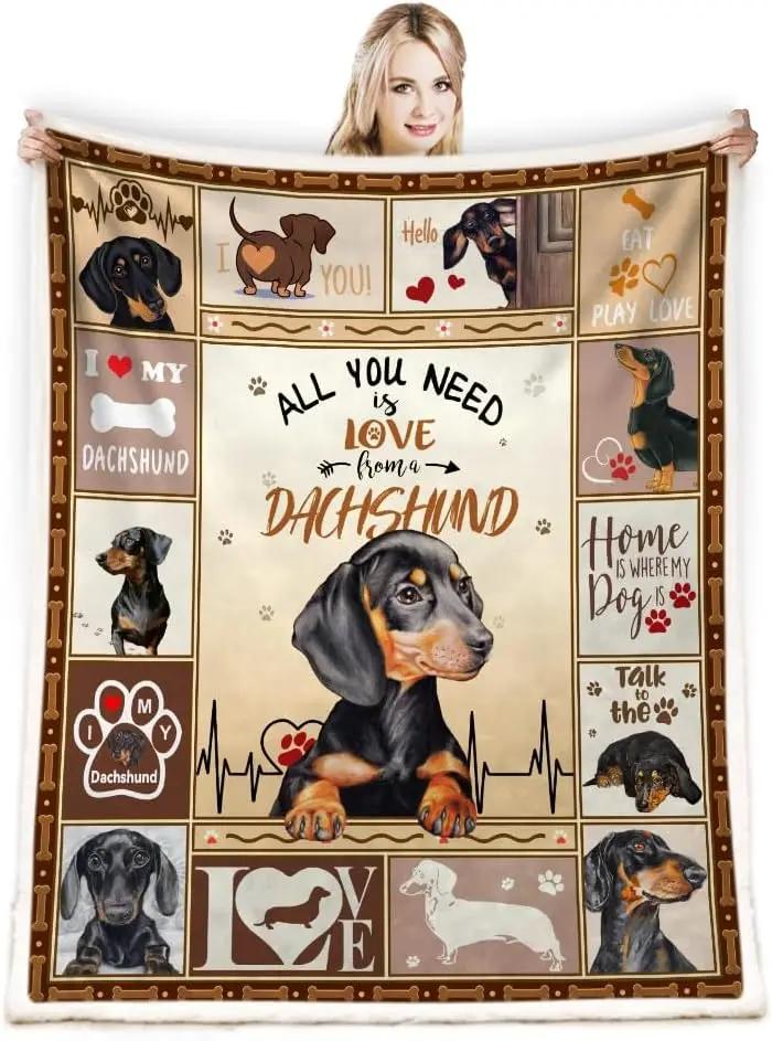 1pc Print Dachshund Weiner Dog Blanket Gifts for Dog Lovers Family Blankets Throw Home Sofa Lunch Break Student Nap Gifts