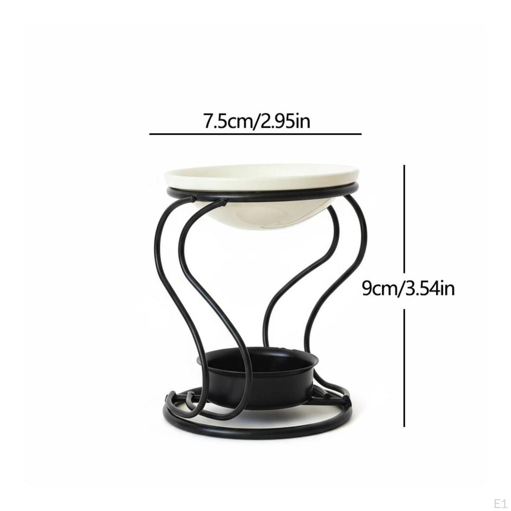 Candle Holder with Dish Compact Iron Tabletop Centerpiece for, Bedside Table, Reading