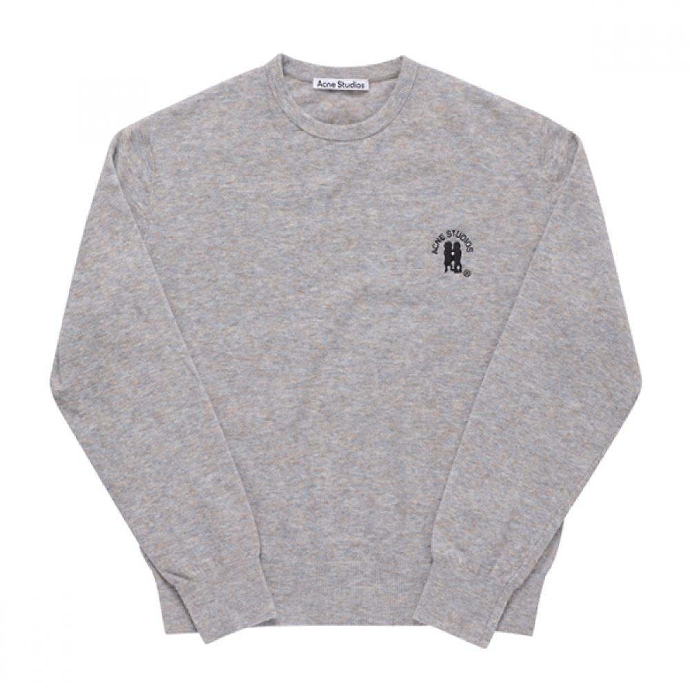 

Acne Studio B60293 Light Grey Brown Melange Logo Embroidery Men S Knit B60293 LIGHT GREY BROWN MELANGE (L)