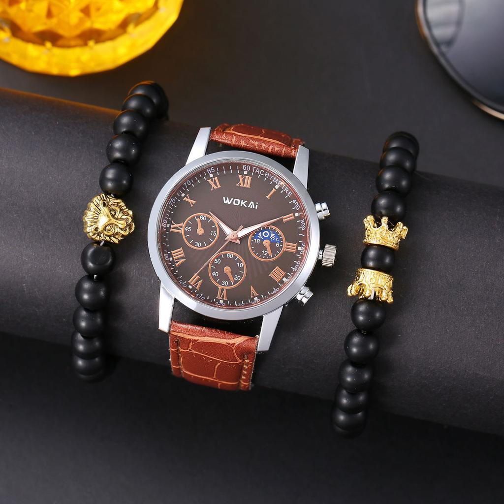 Petit Ensemble Montre Bracelet Quartz Vert Émeraude Frais