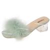 Women's Slippers Fashion Fur Fluffy Slippers Summer Peep Toe High Heeled Sandals for Women Crystal Heel Slipper Zapatos De Mujer