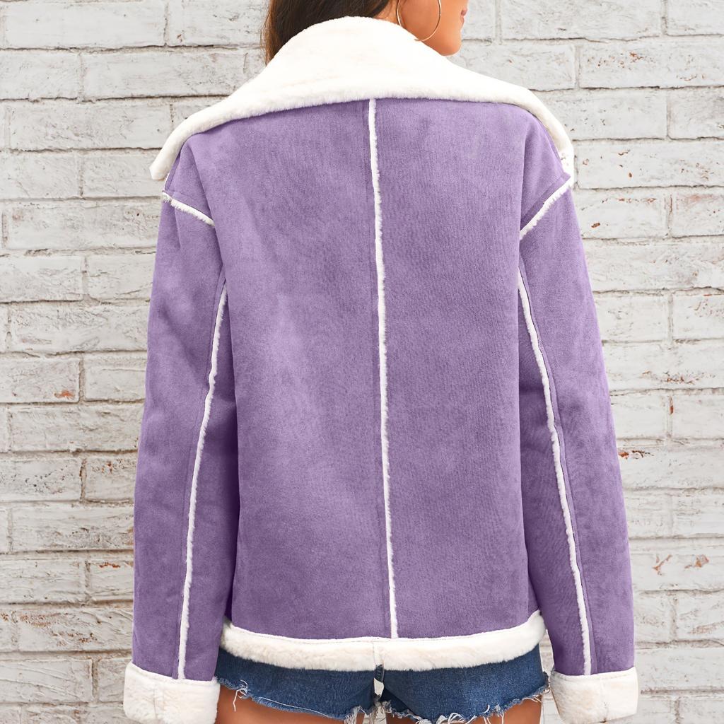 Winter Women's Fashion Lapel Plush Jacket Warm Casual Coat