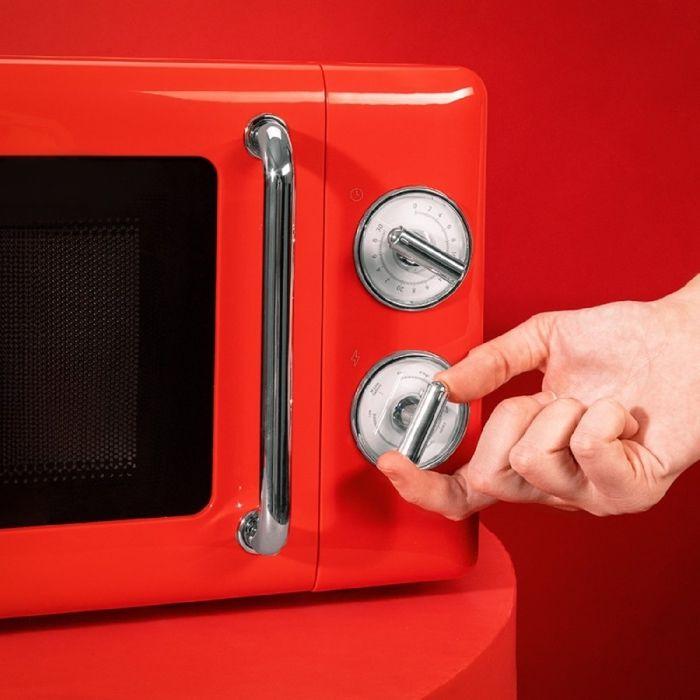 Cecotec Mechanical Microwave with Grill 20 L Proclean 3110 Retro Red: 700 W 6 Levels Timer Defrost