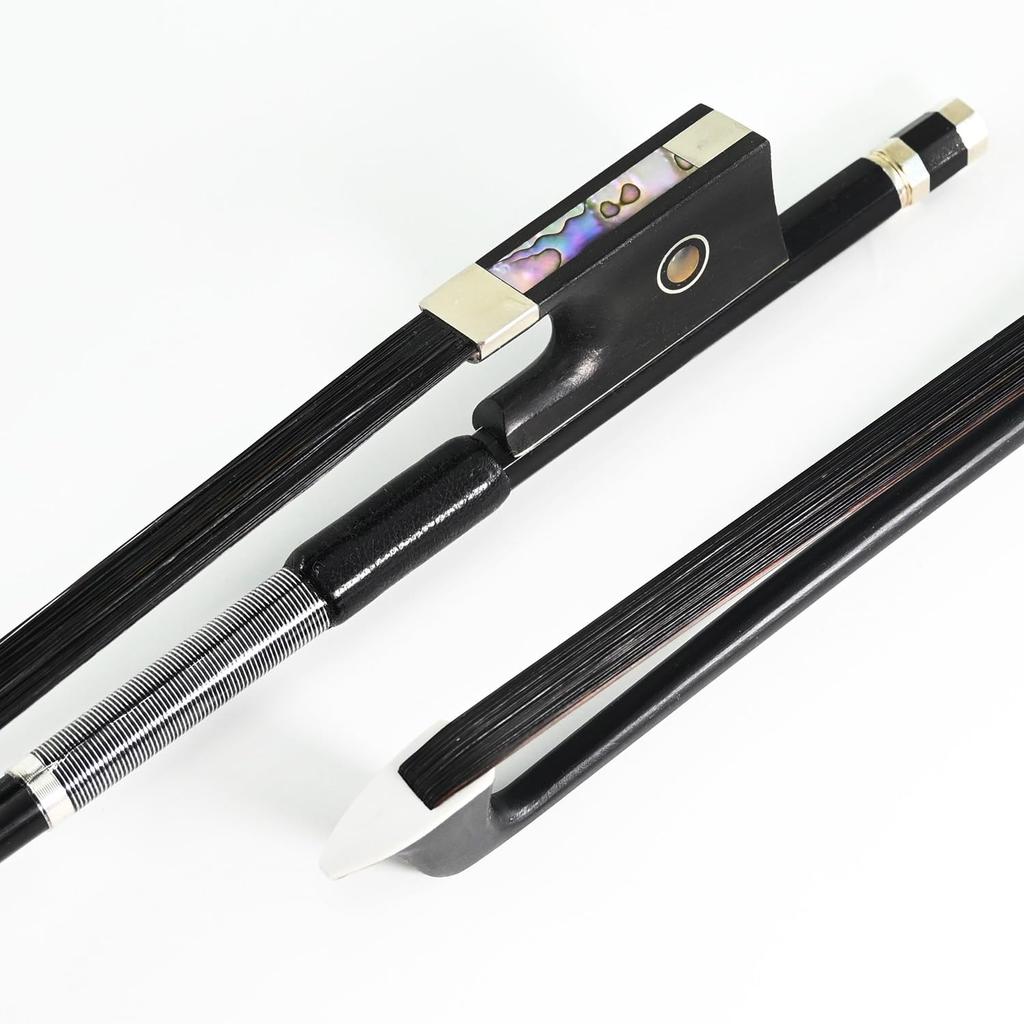 VINGOBOW Carbon Fiber Violin Bow, 44 size, made with natural black horsehair for a bright sound and guaranteed quality