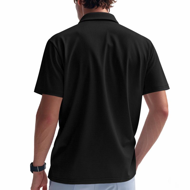 Men's Summer Waffle Knit Turn-Down Collar Polo Shirt, Loose Casual Athletic Jersey Short Sleeve Tee for Men