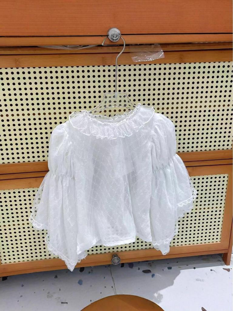 Girls' Lace Lolita Fairy Solid Color Doll Shirt