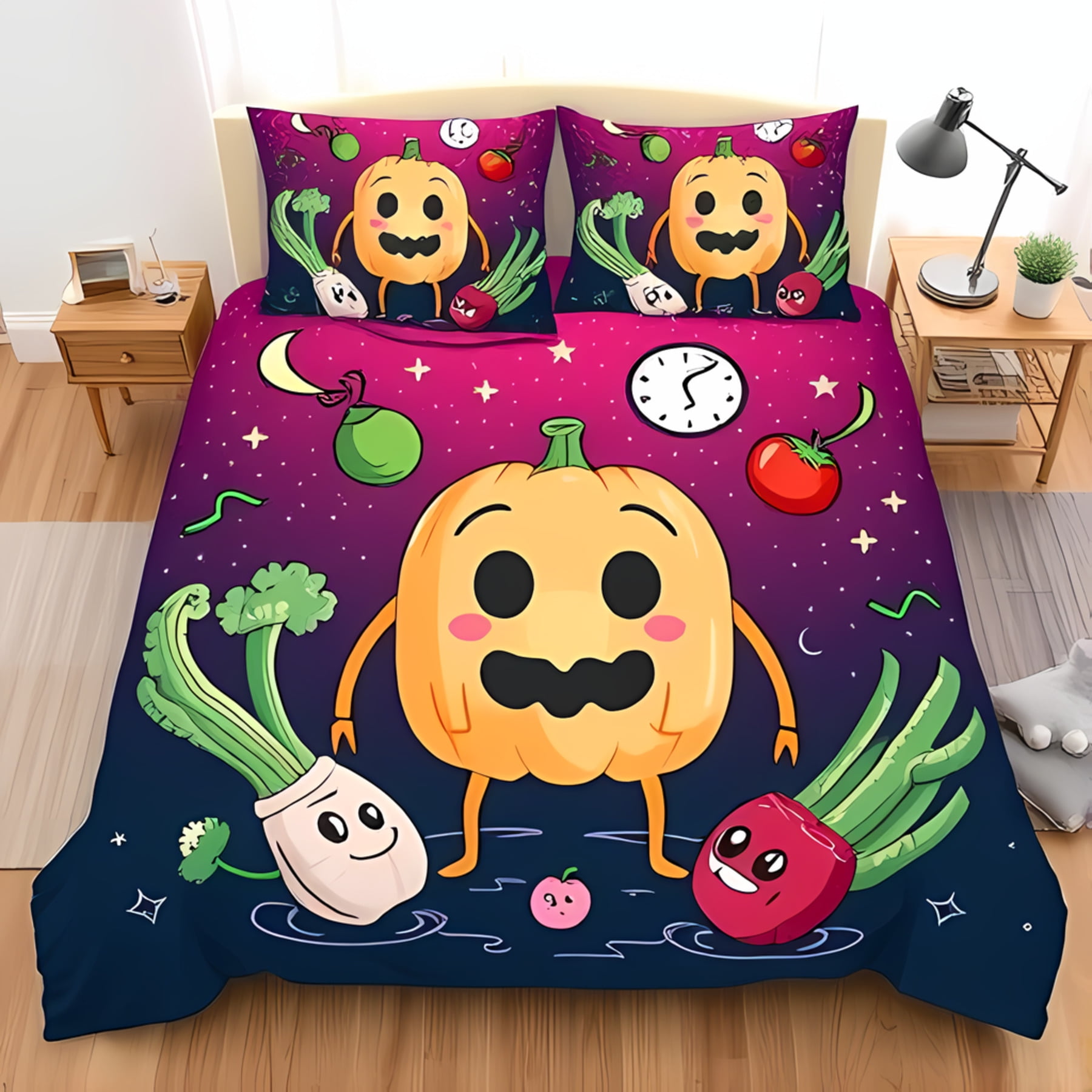 

Comforter With Colorful Fruit And Vegetable Pattern Cheerful Bedding For A Lively Bedroom Warm Soft Breathable Comfortable Comforter (quilt)-EU Single(135*200cm)3pcs