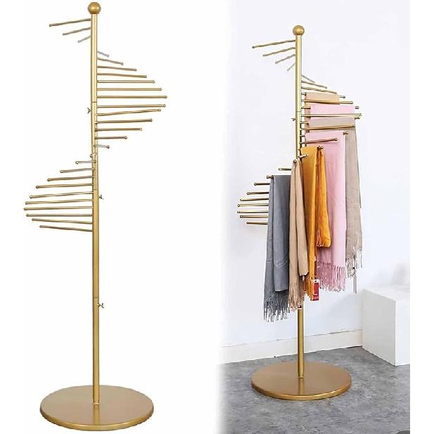 Н/Д Напольный металлический спиральный держатель для шарфов, 30 стержней, вешалка для ремней, брюк, одеял для магазина одежды, коммерческая домашняя стойка для демонстрации, экономия места 150cm