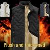 Men's Autumn Winter Stand Collar Warm Cotton Vest: Sleeveless, Plus Size, Casual Jacket