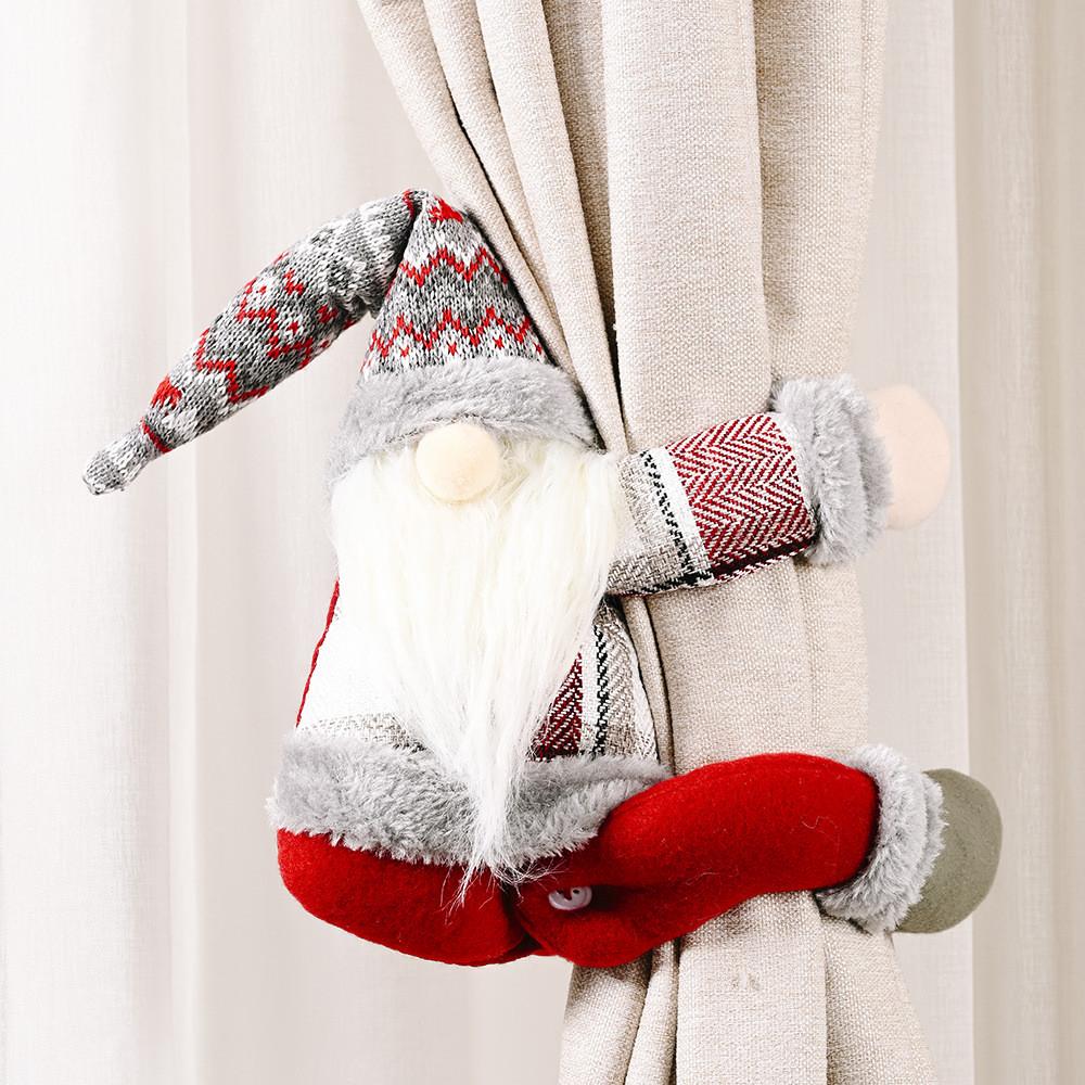 

Santa Checkered Colorful Doll Curtain Ties Perfect For Creative And Fun Christmas Decorations Checkered Forest Gray
