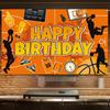 2D Basketball Court Birthday Backdrop, Kids Boys Sports Theme Party Photo Booth Banner