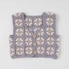 Raw Wool Knitting Kit Motif Connected Baby Vest #4-6B V-Neck (Gray)