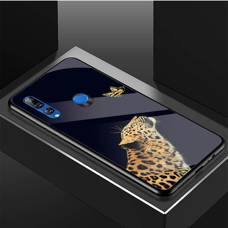 Jaguar Handyhülle aus gehärtetem Glas für Huawei honor 8X 9 10i 20i 20Lite 20Pro 30 Pro Cover Shell