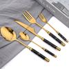 FREUDIGE 24/30 Stück Geschirr Edelstahl Keramisches Messer Kuchenteller Teelöffel Geschirrset Esstisch-Geschirrset Besteck