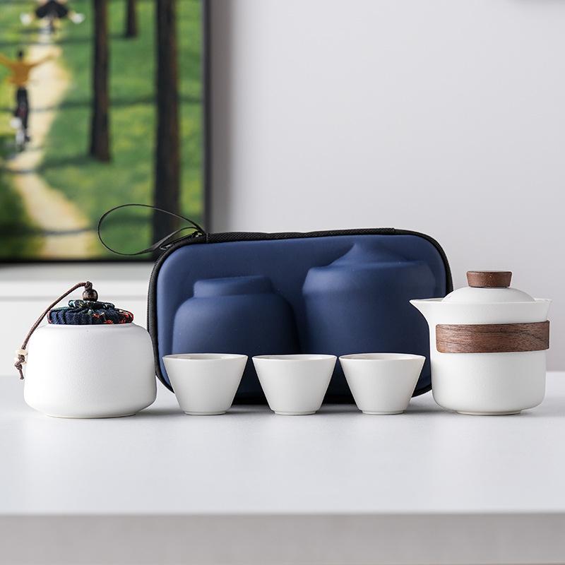 Light Luxury Hand-painted One Pot Three Cups High-end Travel Tea Set Portable Set Teapot Teacup Business Commemorative Gift