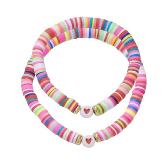 Sister Friendship Bracelet Adjustable Beaded Bohemian Bracelet Colorful Polymer Clay Beads Big Sis Bracelet Gift for Women Friends