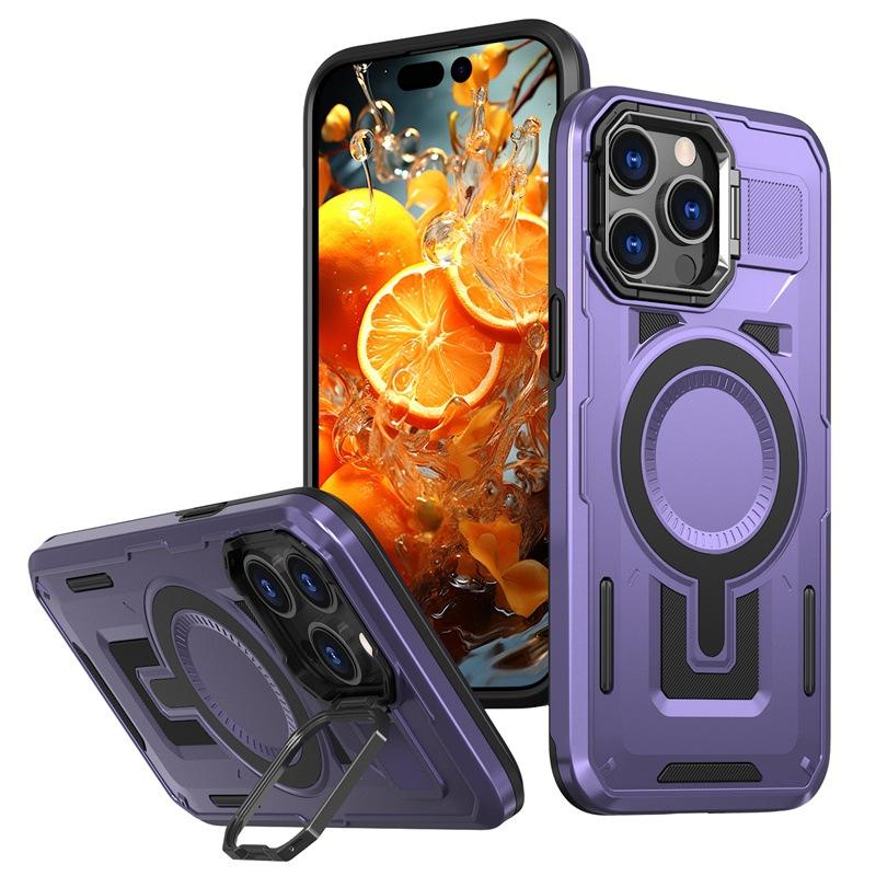 The new model is suitable for Apple 16PRO mobile phone case, lens holder, magnetic suction Magsafe anti-drop iPhone15 protective case.