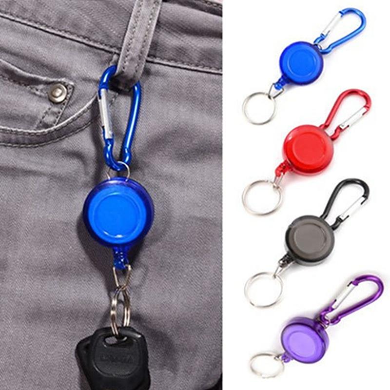 1PC Retractable Pull Keychain Badge Reel ID Lanyard Name Tag Card Holder Reels Recoil Belt Key Ring Chain Clips