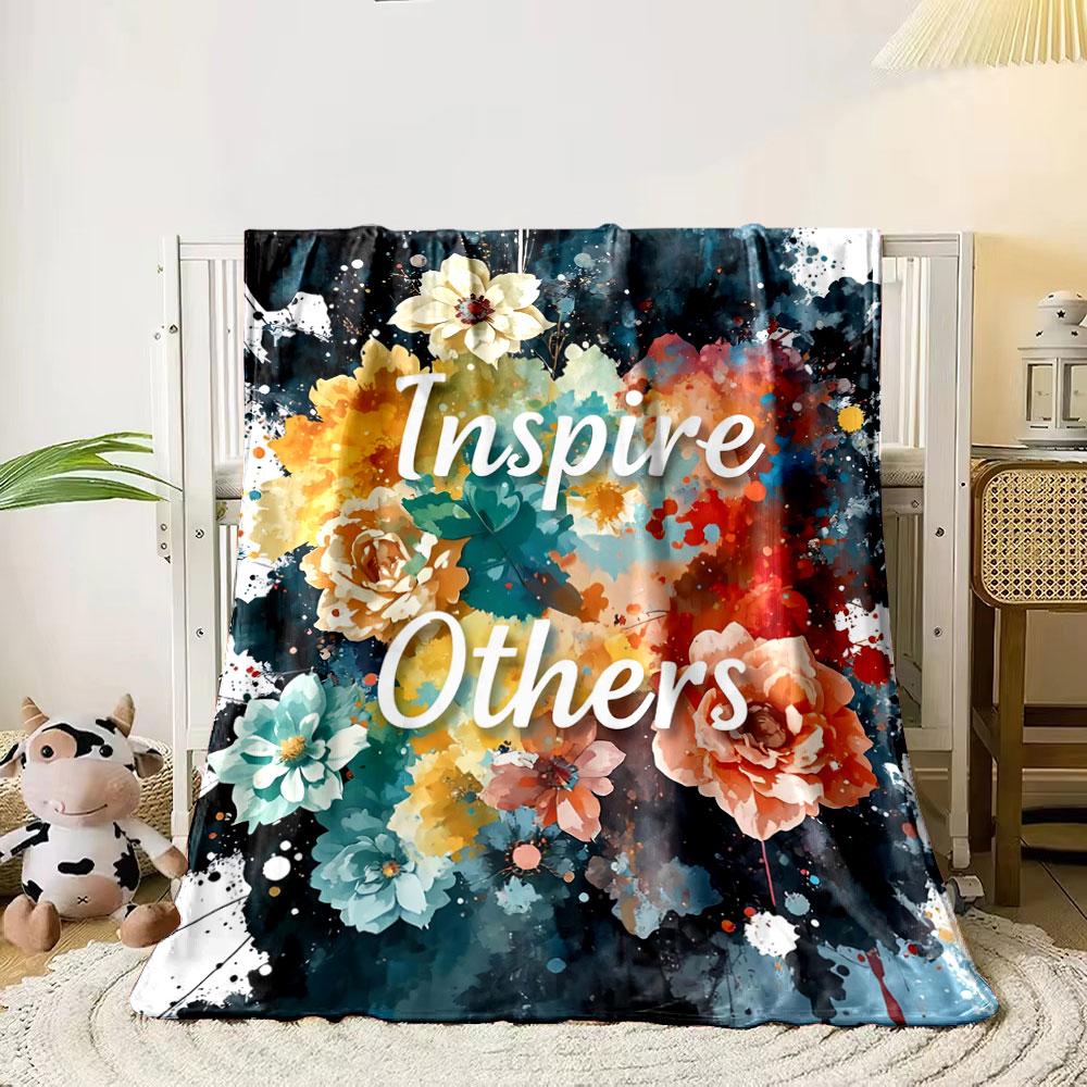 

Floral arrangement with vibrant splashes of color and bold typography. for all seasons blanket lunch break throw gift 80cm x 120cm
