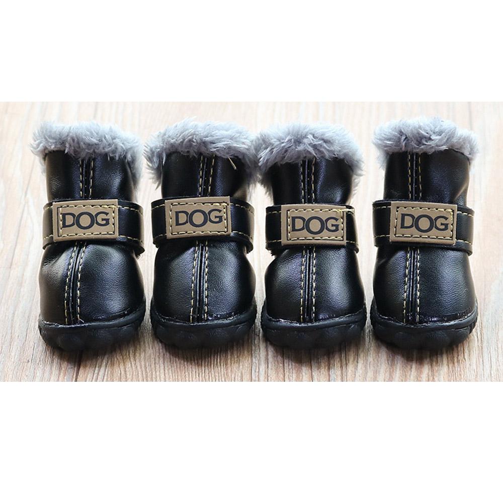 

4 шт./комплект Дождевики для собак Теплые Снежные ботинки для питомцев Водонепроницаемые Мягкие Зимние Ботинки для собак Плюшевые ПУ Нескользящие Ботинки для питомцев для Чихуахуа Бишон 1