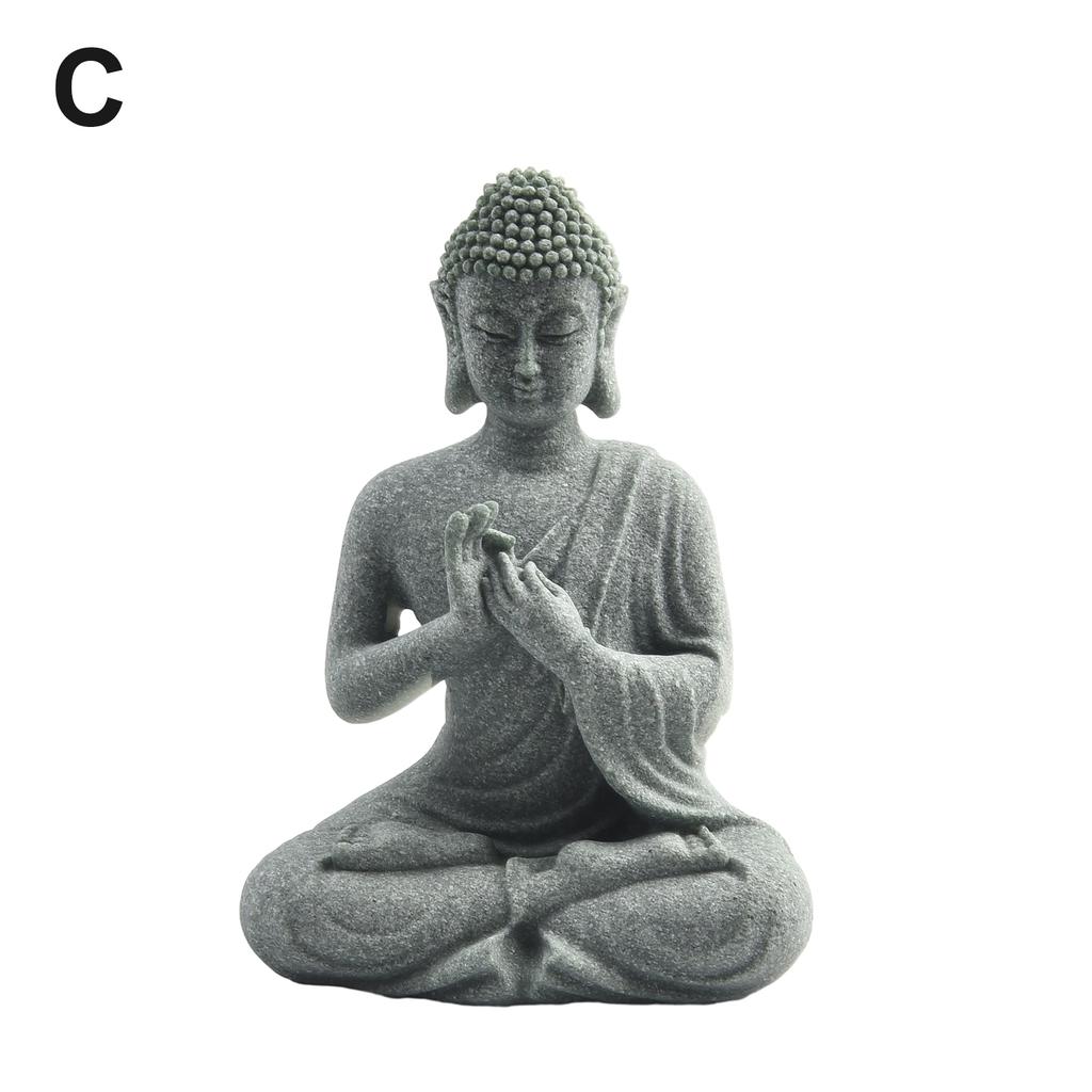 Garden Ornament Sitting Buddha Resin Stone Zen Effect Outdoor Indoor Statue Buddhist Garden Fish Tank Decoration Sitting Buddha