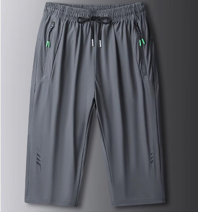 

Летние брюки для бега, мужские повседневные брюки, тонкие однотонные укороченные брюки из ледяного шелка, модные уличные спортивные штаны в стиле хип-хоп, свободные брюки 8XL