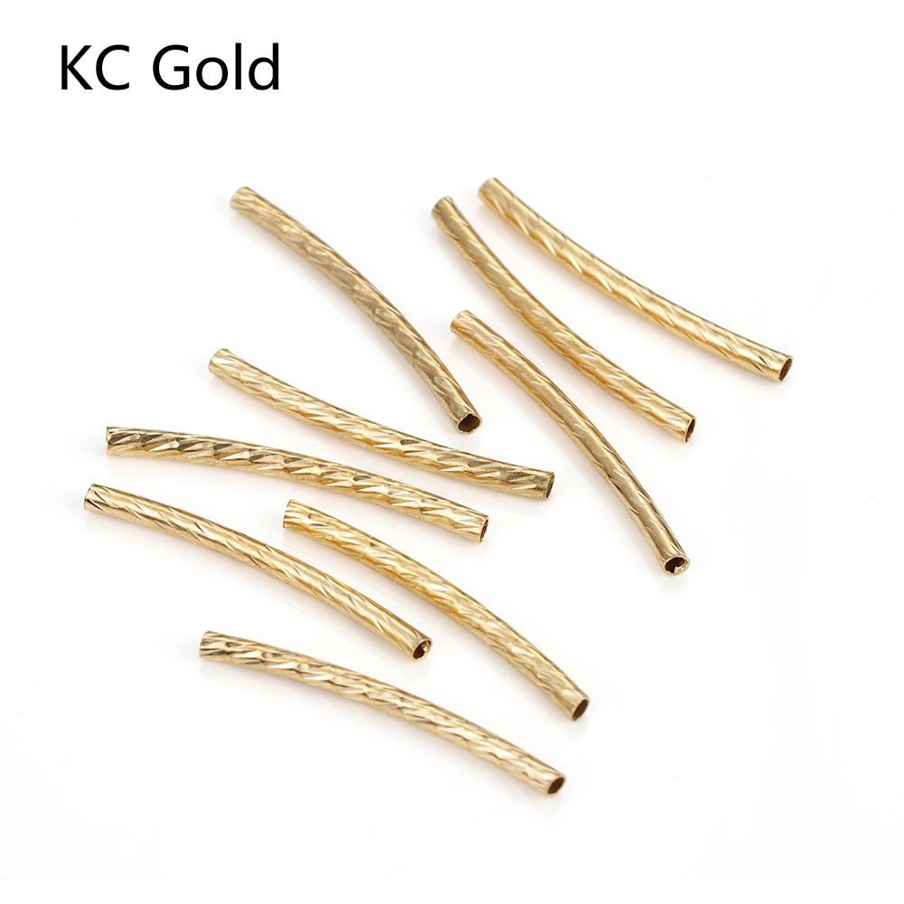 100pcs Stripe Copper Curved Tube Spacer Beads Connector for Bracelet DIY Jewelry Making Components Necklace Accessories 25-30mm