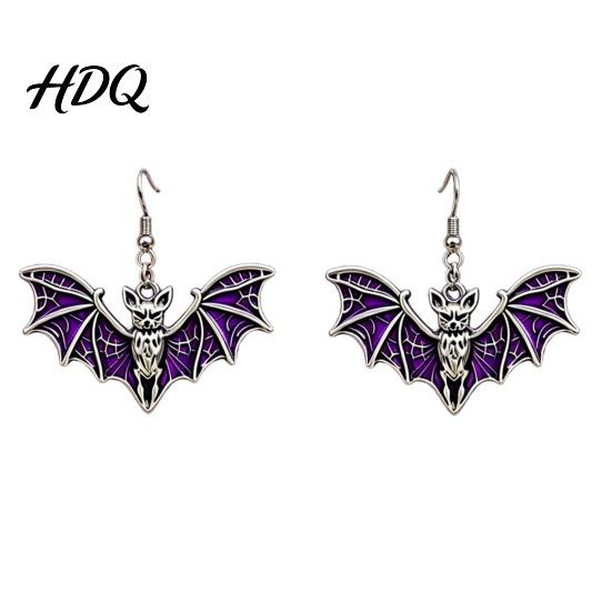 Unique Dark Aesthetic Jewelry Gothic Bat Halloween Accessory Vintage Punk Necklace Viking Durable Vampire Style Accessories Dangle Drop Earrings for