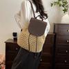Woven Straw Backpack Drawstring Flap Small Backpack