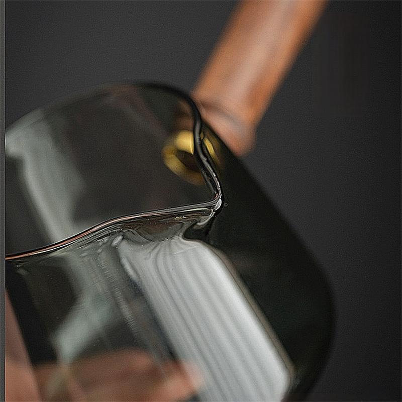 370ML Heat Resistant Glass Side Wooden Handle Tea Dispenser Brewing Teapot Tea Maker Kung Fu Tea Set Ceremony Accessories