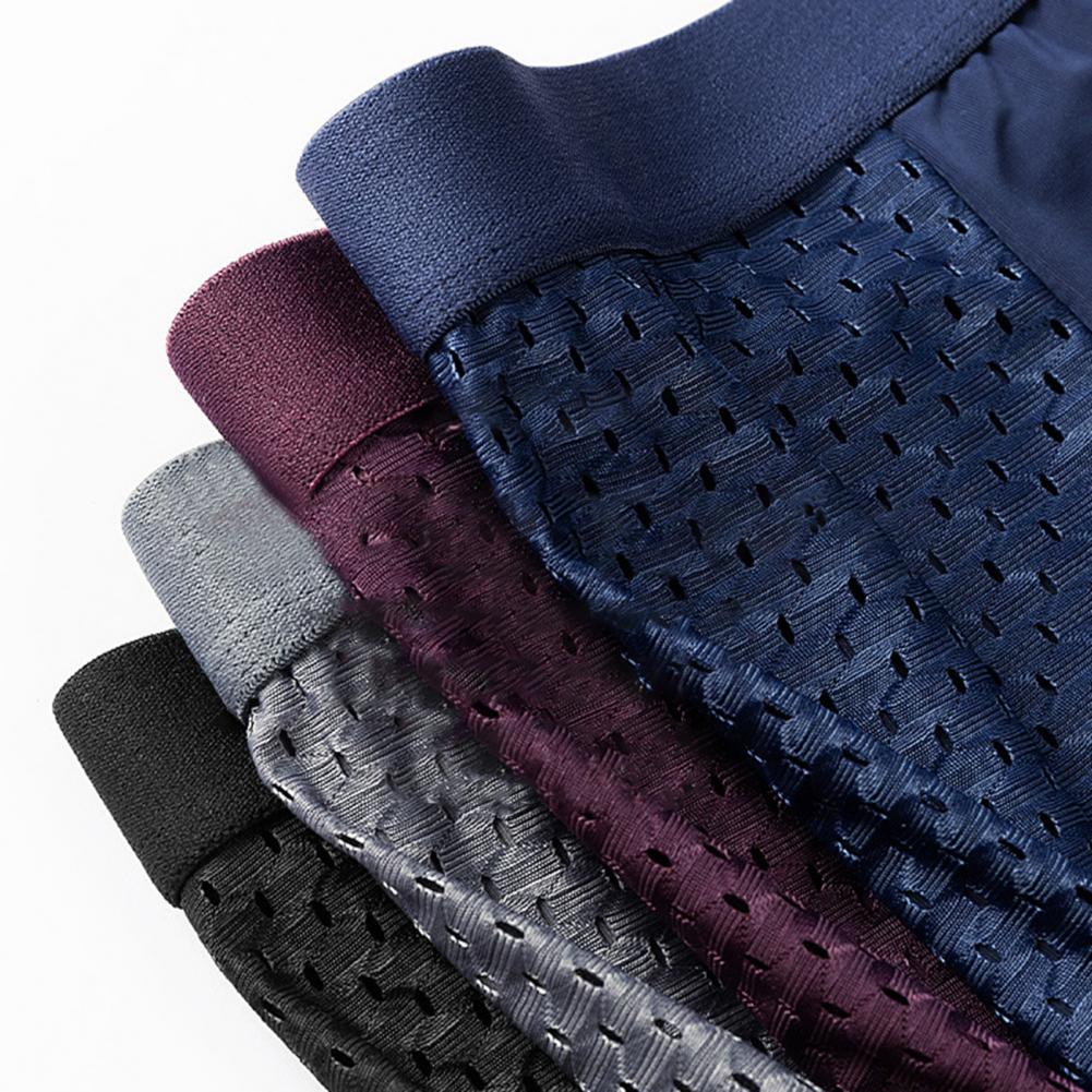 Intimo estivo da uomo Vita media ampia cintura elastica Boxer Slip U-convesso Pantaloncini in maglia di seta sottile di ghiaccio Mutandine Mutande