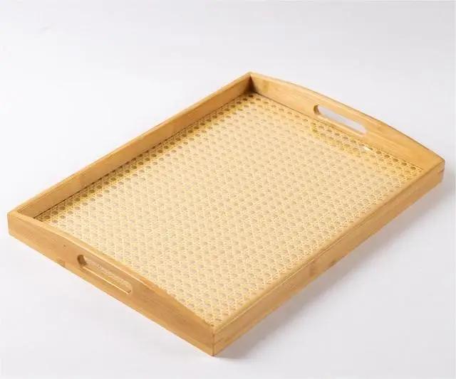 HeMu-Transparent Acrylic Bamboo Cotton Tray, Portable Rectangular Tea Set, Tea Plate, Restaurant, Hotel Household