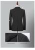 2025 Men's Grey Stripe Slim Fit Embroidered Three-Piece Suit - Korean Style Wedding Best Man Formal Wear
