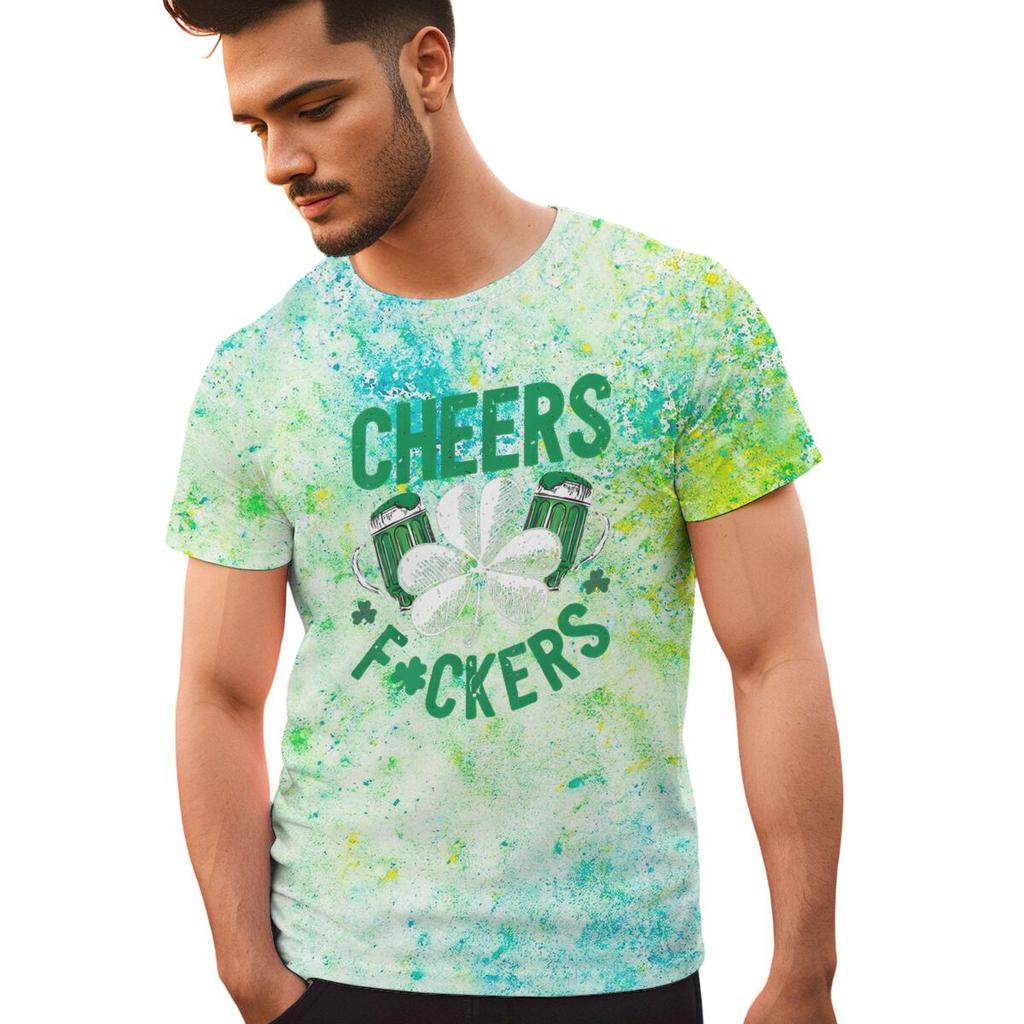 Cheers St Patricks Day Streetwear Harajuku Tshirt Vintage Green Clover Beer T Shirts New Women Men Tiedye Holiday Tshirts