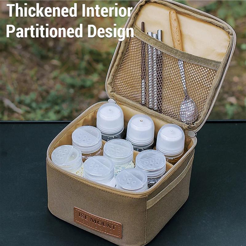 Set di bottiglie per condimenti da campeggio Borsa portaoggetti Bottiglia sigillante portatile per olio Porta sale e pepe Organizer per barattoli di condimenti Per BBQ Picnic