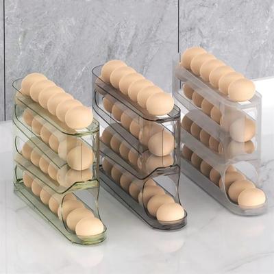 Large Capacity Automatic Egg Roller 4 Layer Kitchen Dedicated Refrigerator Egg Storage Box Household Space Saving