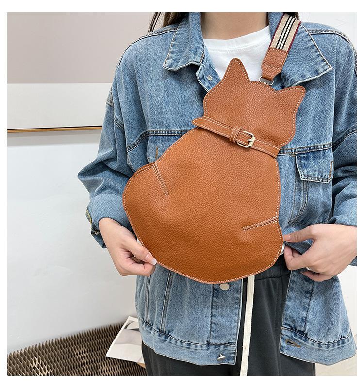 Chest backpack female, cute cat bag retro breast bag waist crossbody shoulder bag female bag 2025 female bag