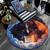 Fire and Ice Wolf Round Area Rug,Carpet Rug for Living Room Bedroom Sofa Playroom Decor,Non-slip Floor Mat