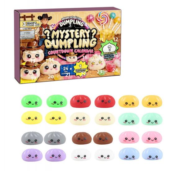 Yousheng Dumpling Advent Calendar, 24 Day Countdown Stress Relief Toy Set, Soft Slow Rise Squeeze Toys for Kids Adults, Christmas Gift G