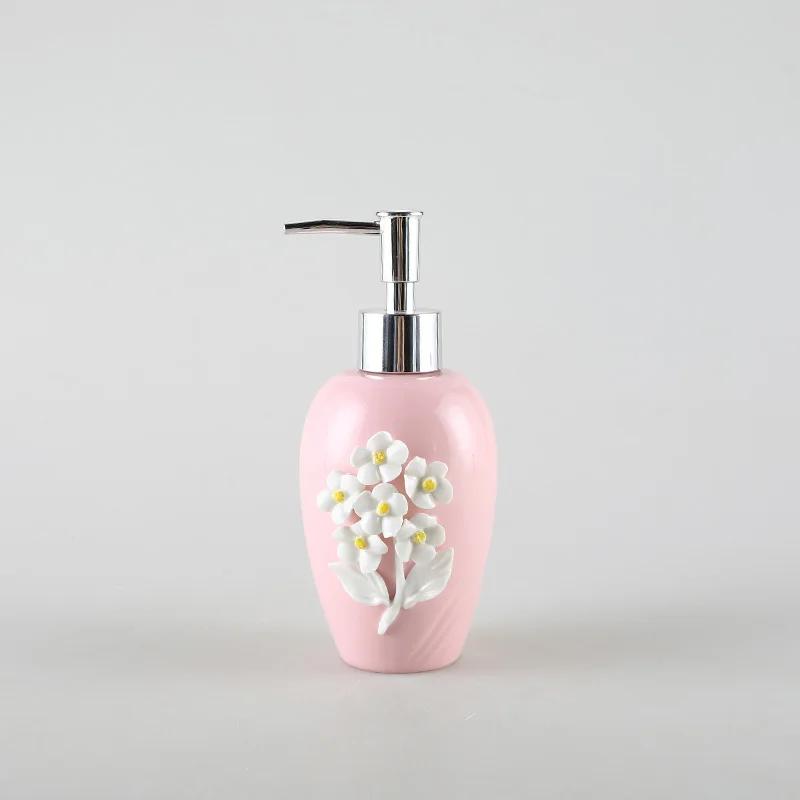 

330ml ceramic lotion bottle stereoscopic relief flower sub bottle pink blue small fresh simple hand sanitizer soap dispenser