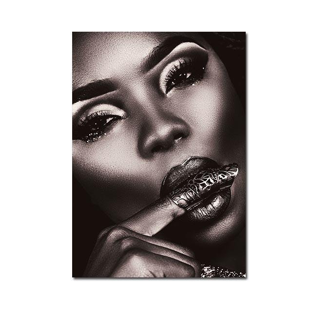 Black Gold Woman Canvas Painting African Women Poster and Prints Scandinavian Wall Art Picture for Home Decor Living Room Mural