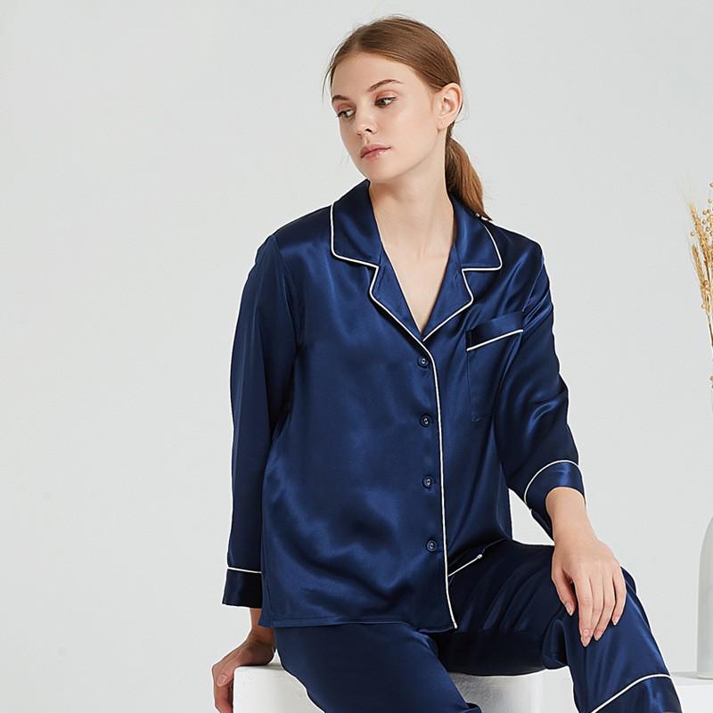 Diexiu 22 Momme Heavyweight Silk Long Sleeve Pajama Set - Two-Piece Loungewear